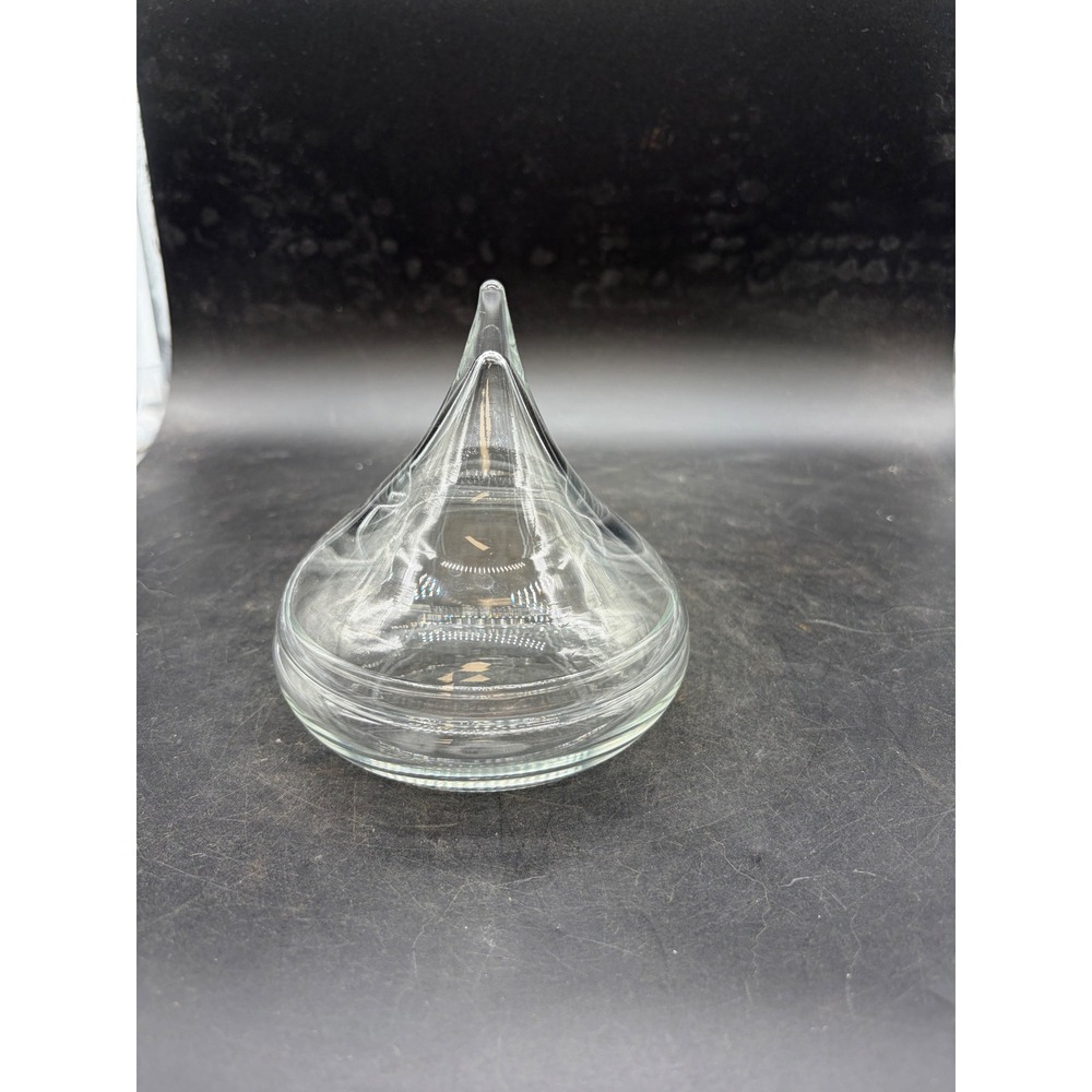 Hershey Kiss Glass Candy Dish Clear Lidded Trinket Jar 5 Inch